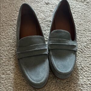Womens blue suede loafers
